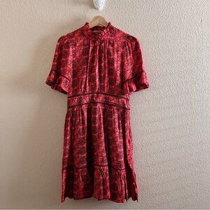 Scotch & Soda Red Floral Print Short Sleeve Dress Size Small